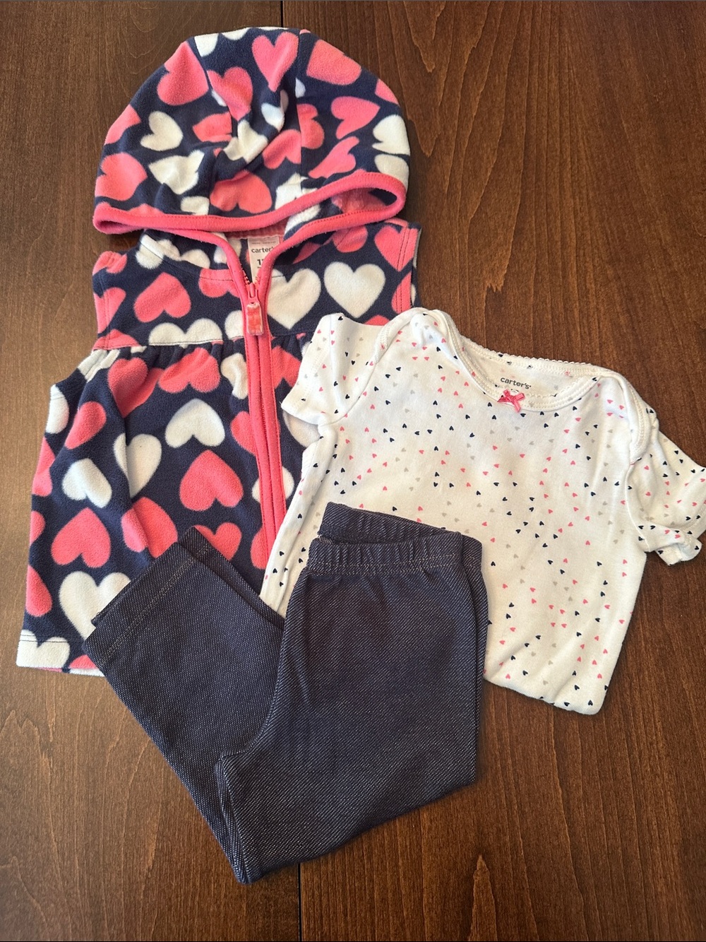 Carter’s Baby Girl Fall Clothes Set - Navy, Pink, Rose - Picture 9 of 10